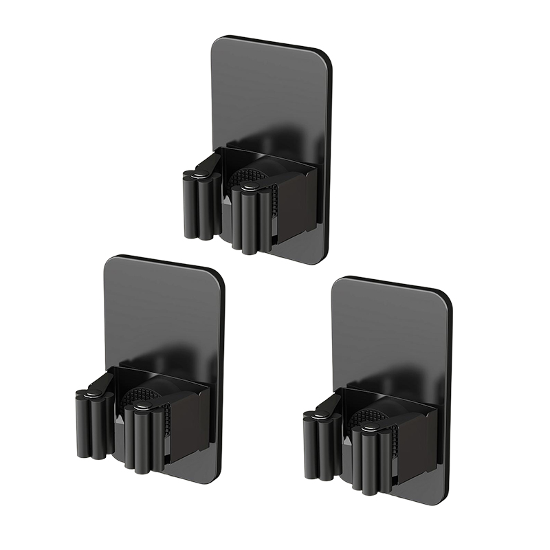 Soporte para fregona de acero inoxidable 304, ganchos multiusos adhesivos montados en la pared, organizador de almacenamiento para el hogar, colgador de escoba: Transparente