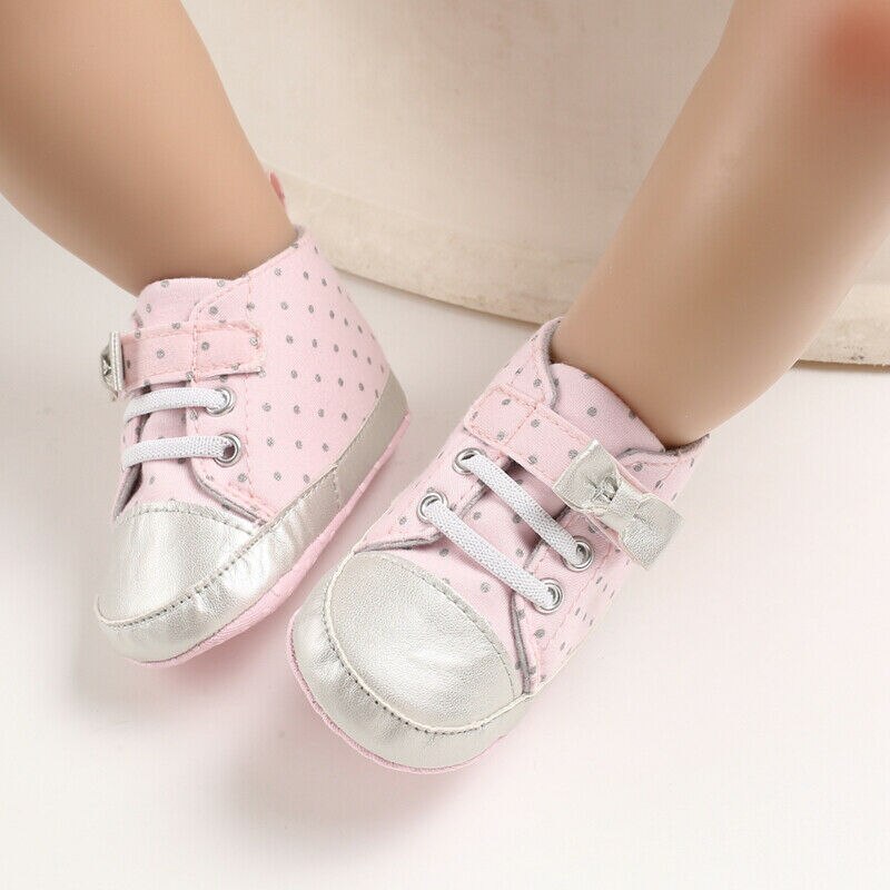 Peuter Baby Jongen Meisje Dot Canvas Zachte Tong Schoenen Sneakers Baby Babyschoenen