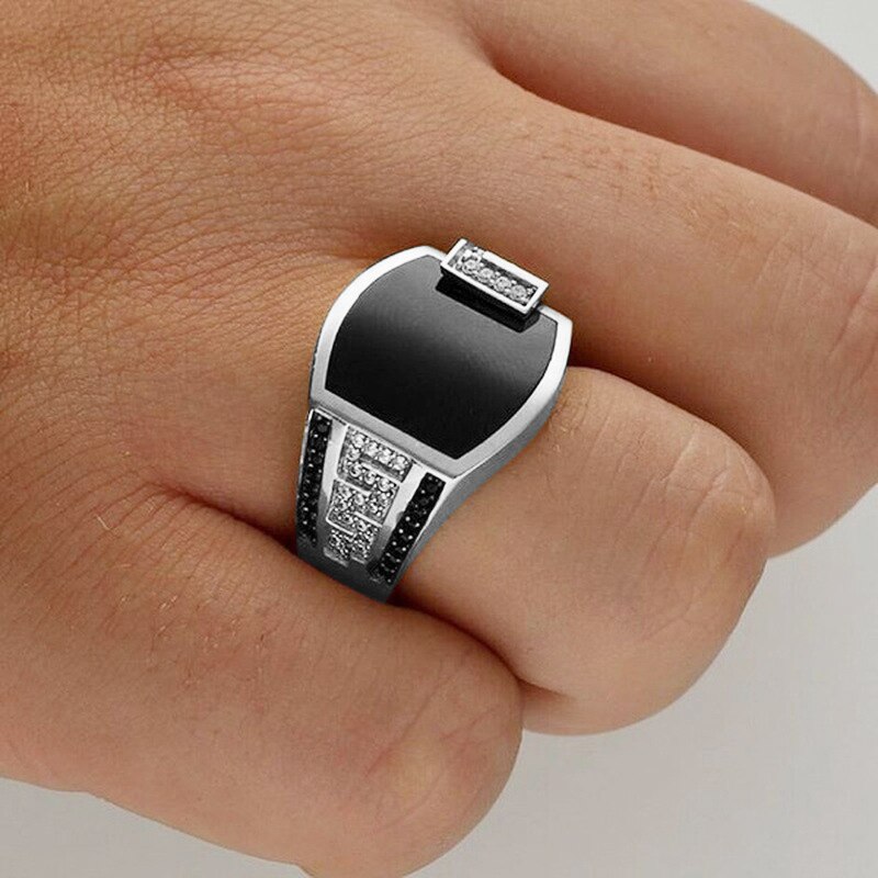 Mannen Klassieke Accessoires Natuurlijke Edelsteen Black Diamond Gold Ring Sieraden Wedding Prachtige Party Engagement