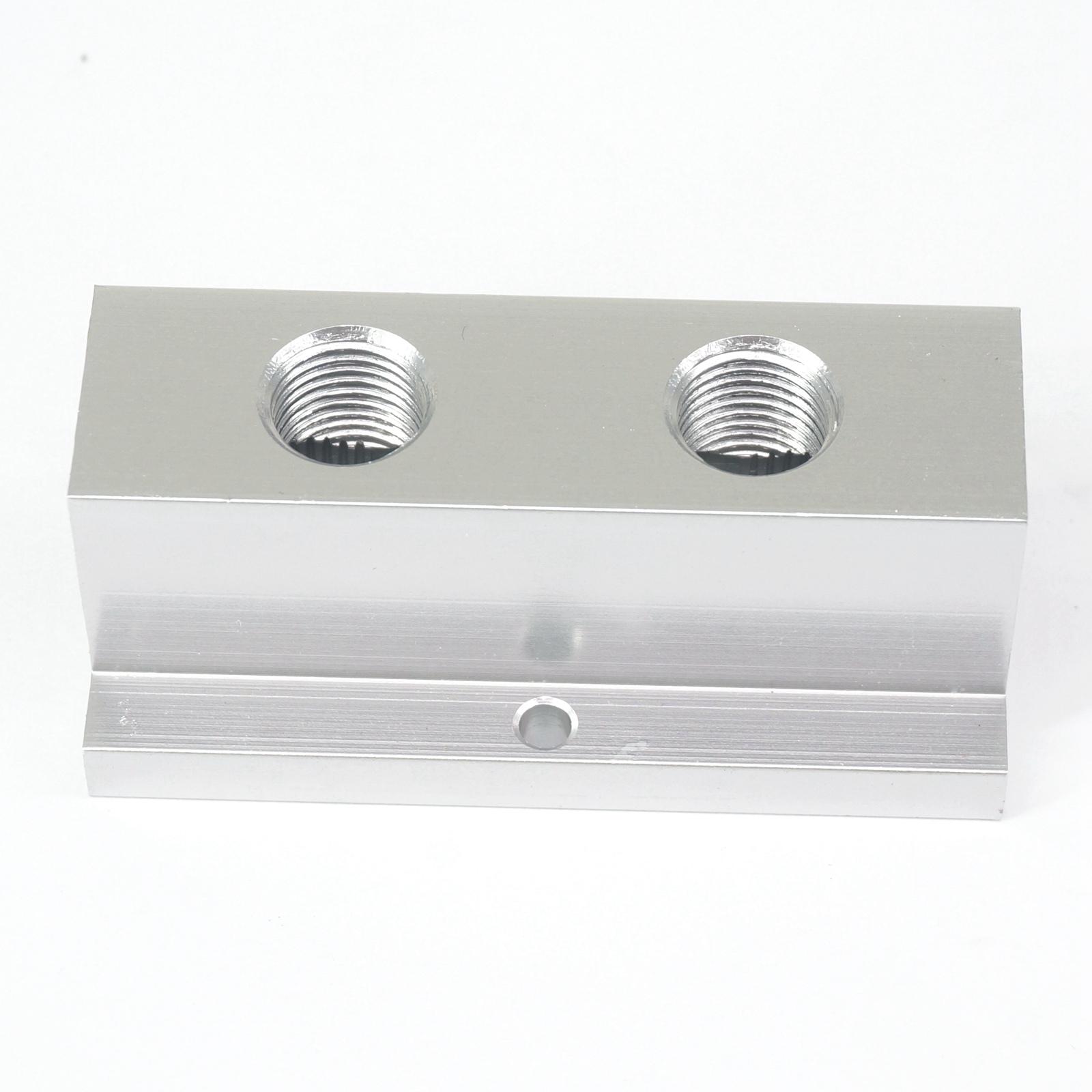 1/4" BSP Female 2 Way Solid Aluminum T-Shape Air Manifold Block Splitter