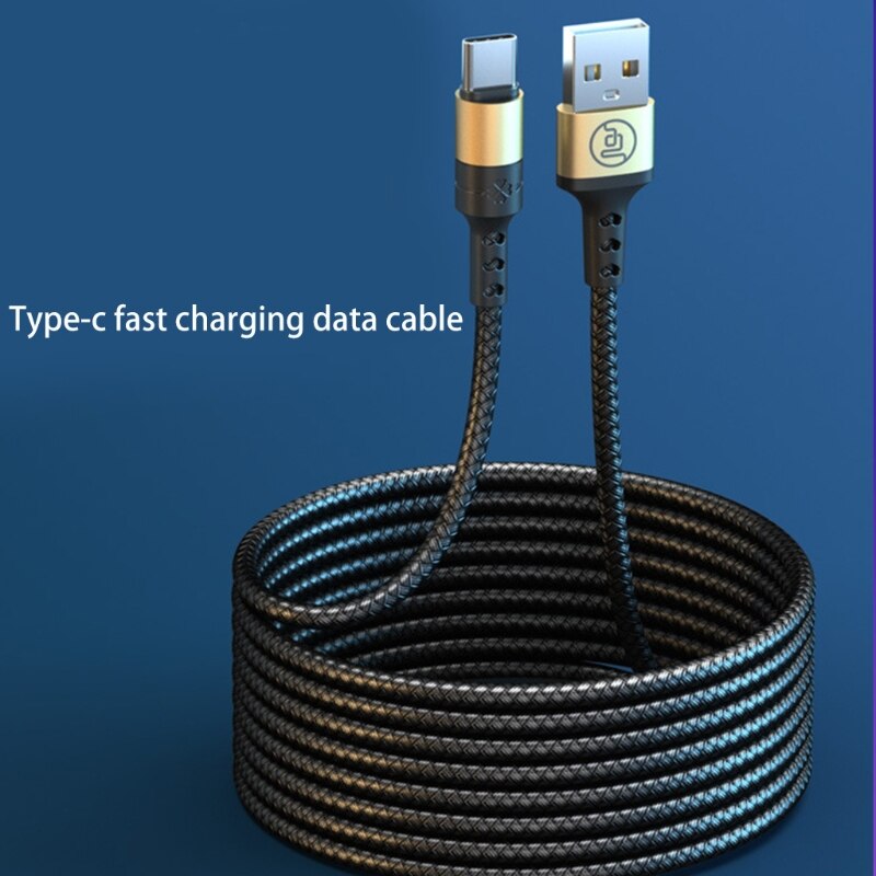 1m/2m/3m/5m Strong USB to Type C Data Cable with Long Length Nylon Braided Synchronous Charging Data Transmission