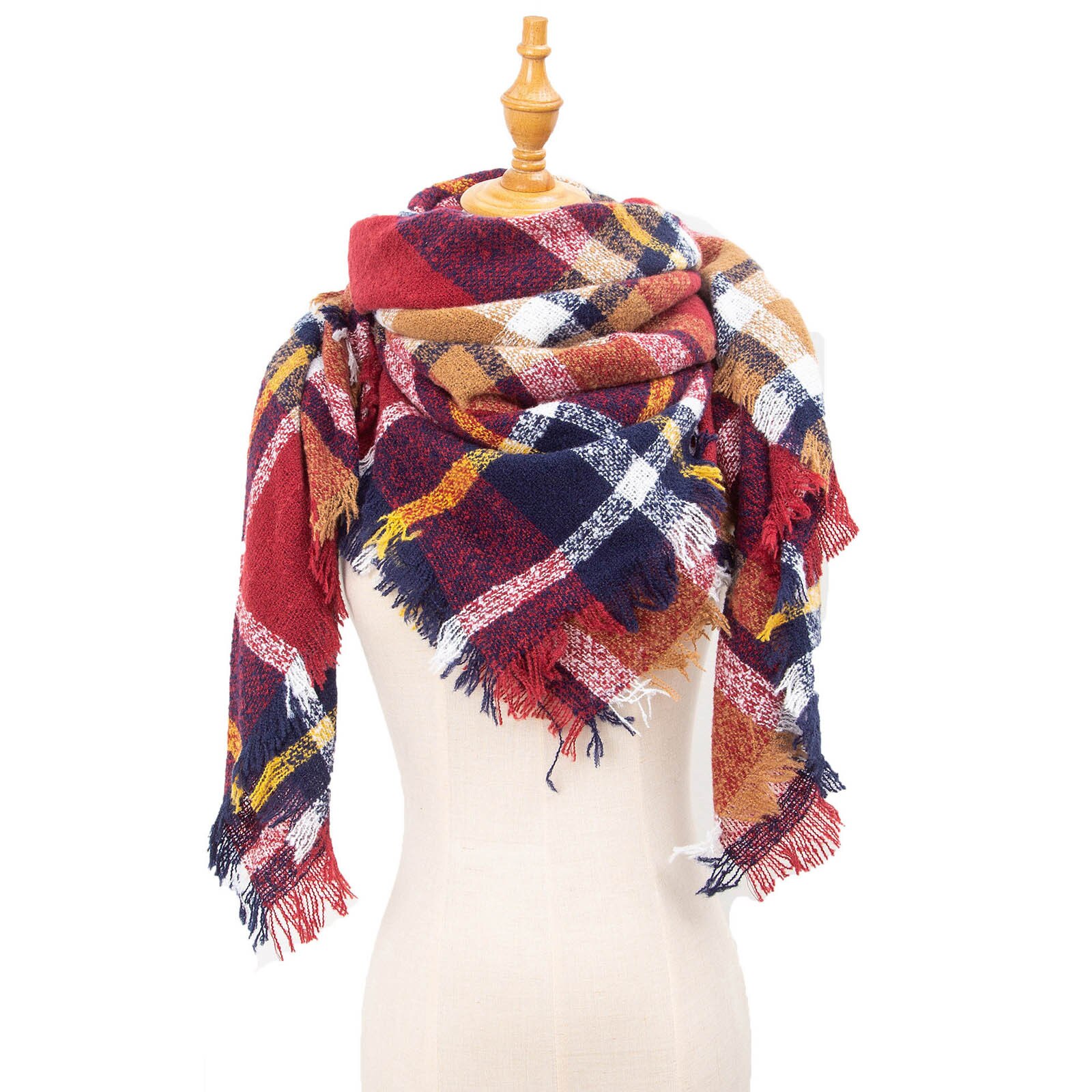 Womens Warm Long Shawl Wraps Large Scarves Knit Cashmere Tassel Plaid Scarf winter hijab scarf: WE
