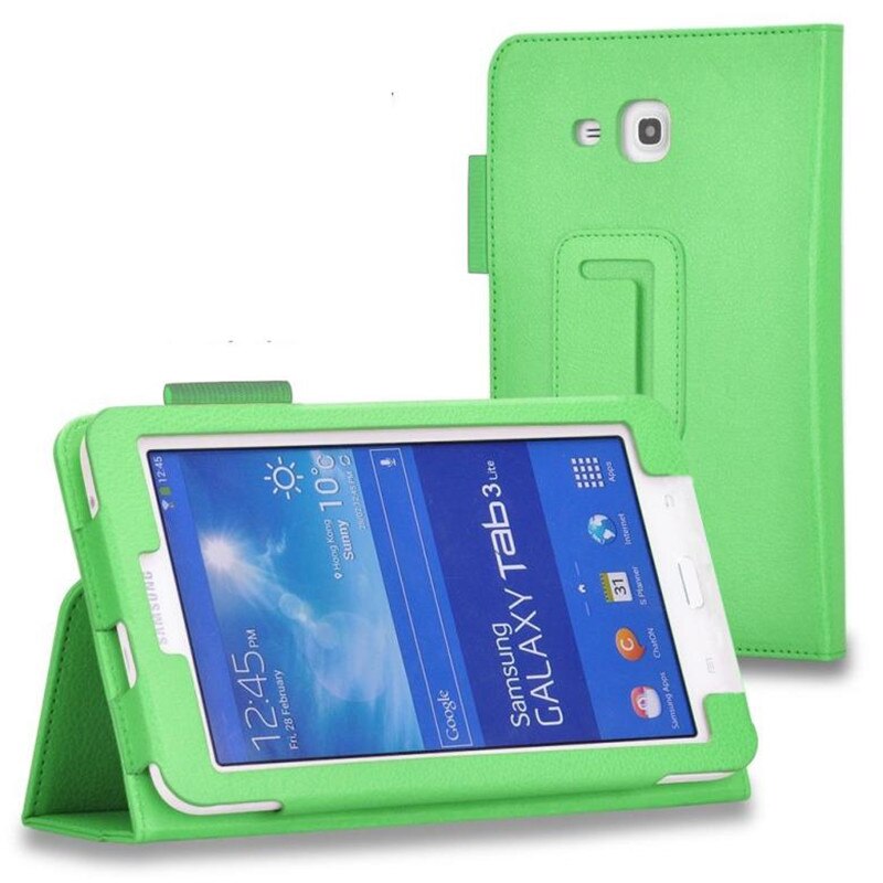 Voor Samsung Galaxy Tab 3 Lite 7.0 SM-T110 T111 T113 T116 Litchi Patroon Flip Pu Case Kan Opvouwbare Beugel tablet Cover: Green / Tab 3 Lite 7.0 T110