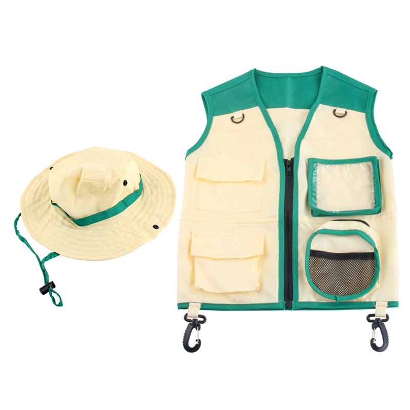 Kids Outdoor Adventure Explorer Kit Costume Vest And Hat Set Realize Children Career Dream Cosplay Green: Default Title