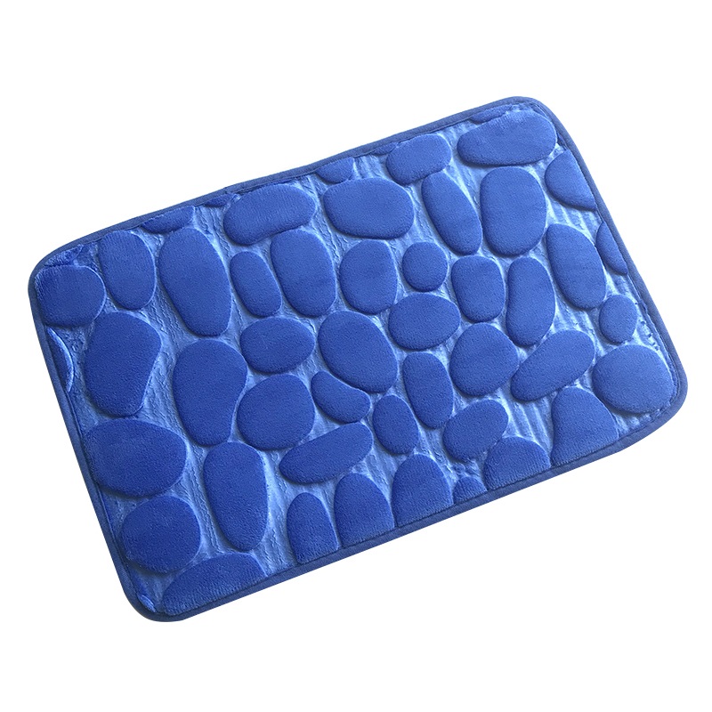 Home Bath Mat Coral Fleece Bathroom Carpet Water Absorption Non-slip Memory Foam Absorbent Washable Rug Toilet Floor Mat: XQ88-blue