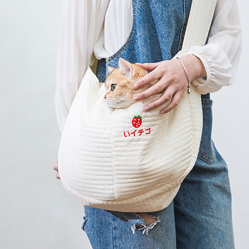 NEUE Haustier katze zwinger zwinger modische Diagonale tasche katze zwinger tragbare können gewaschen werden in sommer wesentlich kühlen katze zwinger: Erdbeere Ball / 40X26CM