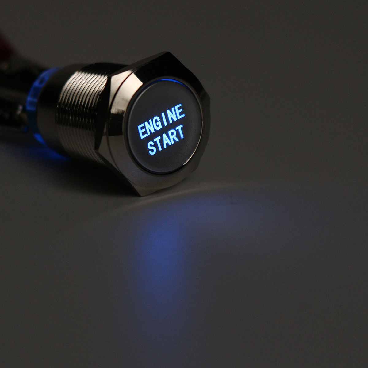 12V 19MM Car LED Push Button Switch Engine Start Momentary Starter Switches Aluminum Waterproof: Blue