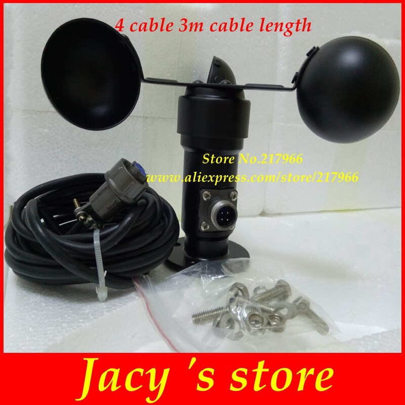 3m length 4-20MA 0-5V RS485 Pulse output Wind speed sensor wind speed transmitter anemometer Aluminum alloy three cup