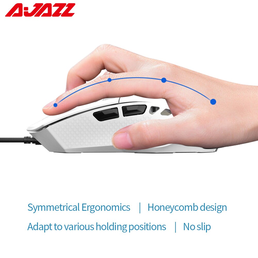 Ajazz AJ339 Bedrade Gaming Muis Lichtgewicht 6 Knoppen 12000Dpi Optische Sensor Muizen Honingraat Rgb Muis Voor Pc Laptop