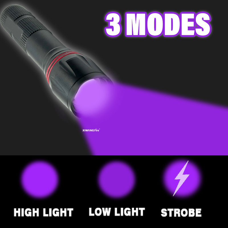 Usb-oppladbar uv-lommelykt med 395nm- zoombare svarte lys til neglegel, skorpionjakt og insektdeteksjon (kraftfull aluminiumslegering)