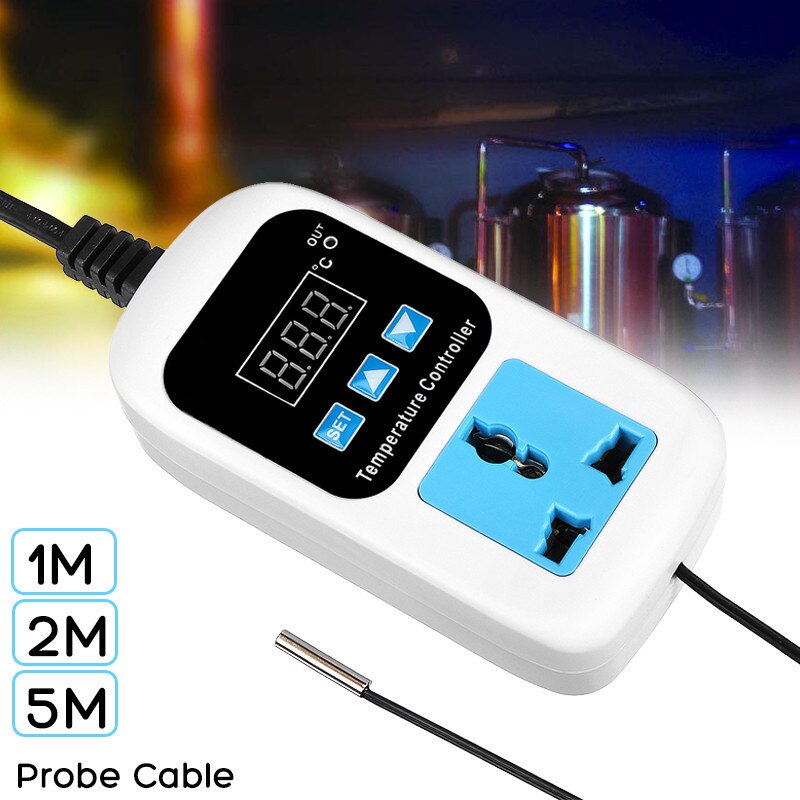 Digitale thermostaatregelaar temperatuurregelaar microcomputeraansluiting  ac 110-220v 1/2/5m kabeluitgang  -50 ~ 110c +  ntc-sensor
