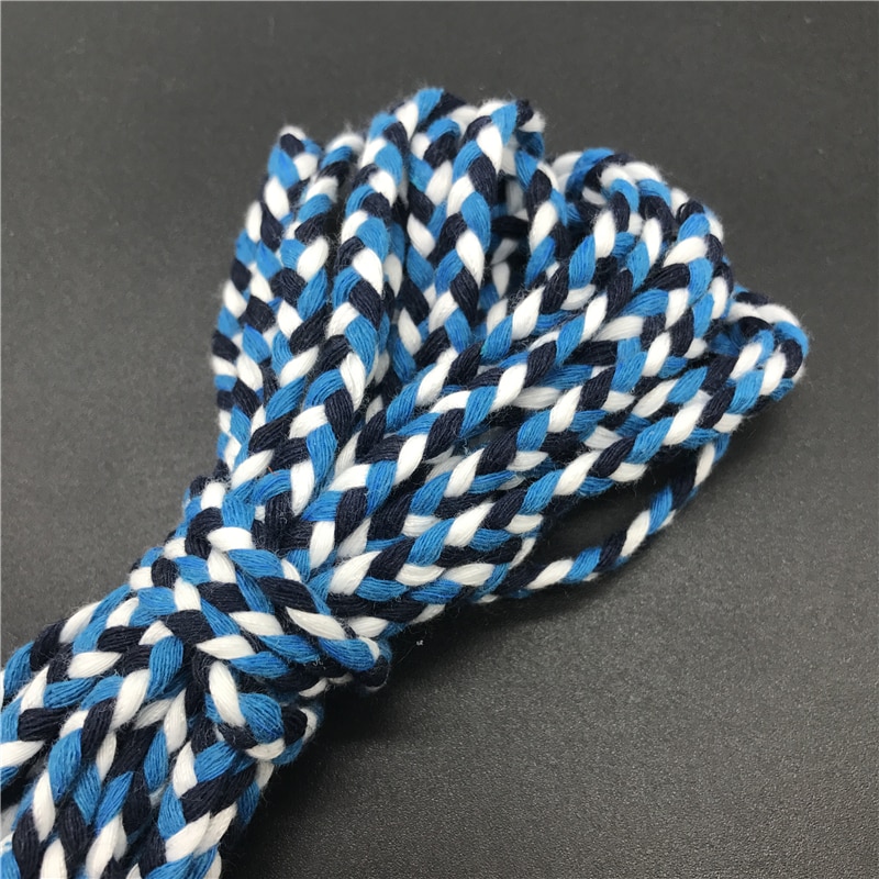 5 yards / lot 6mm bomulds reb fladt tricolor flettet reb håndværk dekorativt snoet snor reb til håndlavet dekoration: 07