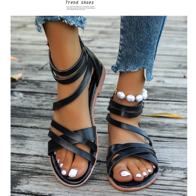 Dames Zomer Schoenen Gladiator Gothic Slippers Vrouw Slippers Flats Lage Hak Gesp Trending Sport Casual Strand Sandalias
