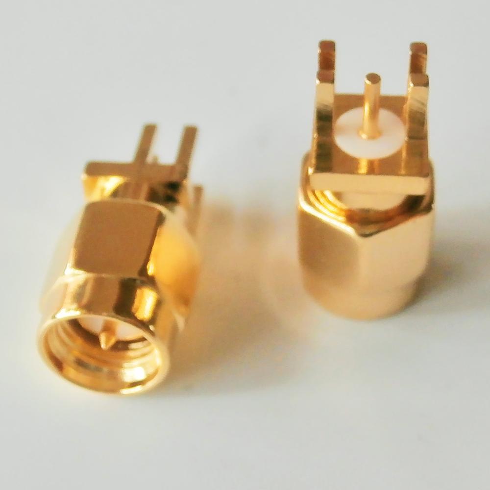 1 Stuks Rf Connector Socket Sma Stekker Soldeer Rand 1.6Mm Pcb Clip Mount Straight 5.08Mm Vergulde coaxiale Rf Adapters