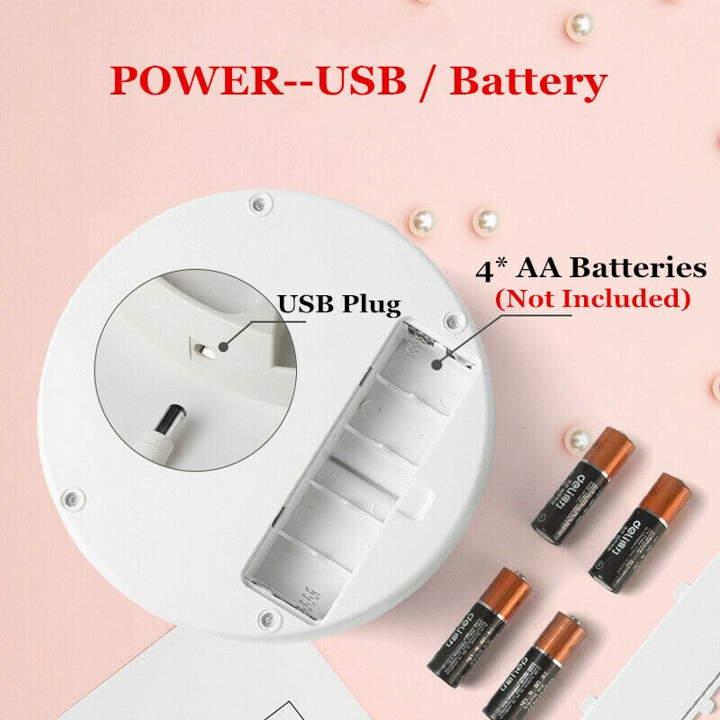Foldable USB Charging Battery Led Makeup Mirror White Vanity Cosmetic Mirror with Light 10X Magnifying Makeup Storage Mirrors