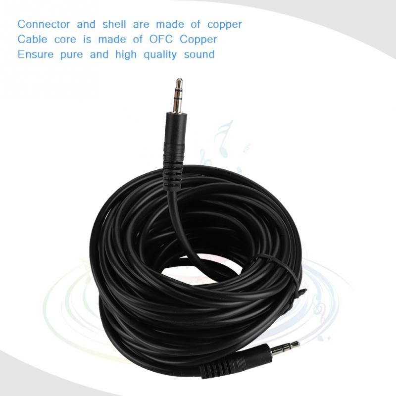 3.5mm Copper Male to Male Shielded Audio Cable for Speakers Headset With AUX-Input Jack 10m 15m 20m 30m Optional