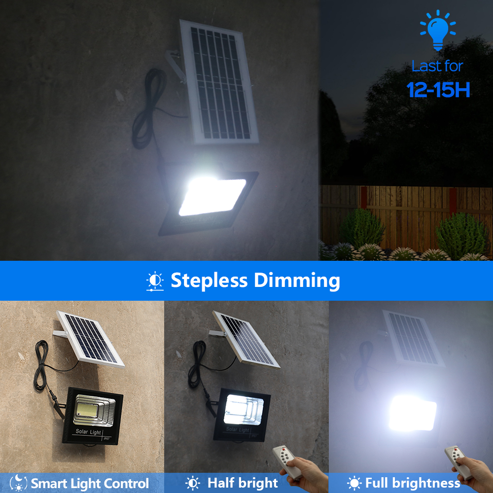 LED Solar Light Outdoor 50W 100W 200W 300W 500W Afstandsbediening Waterdicht IP67 LED Zonne-energie Spotlight Villa Straatverlichting