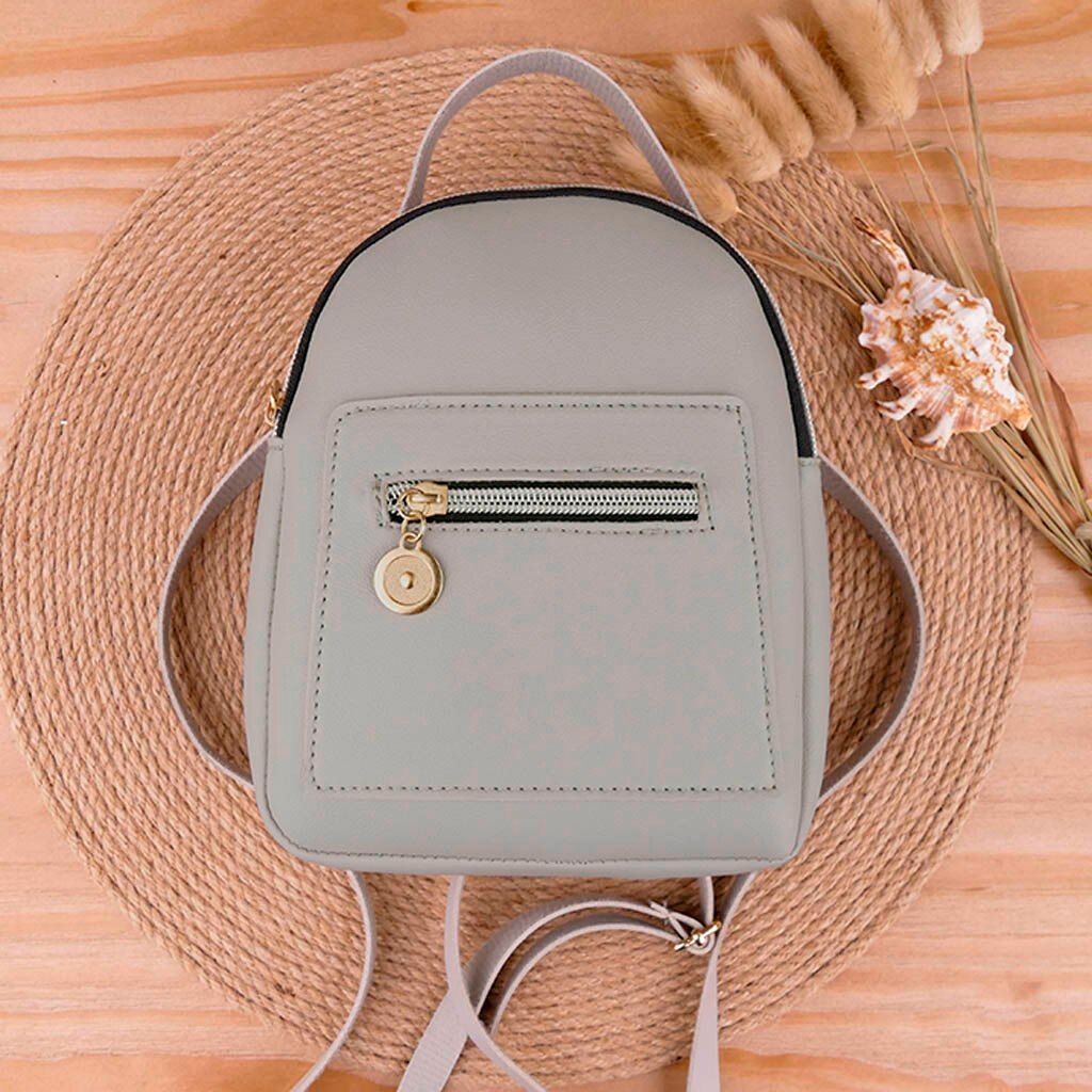Transer petit sac à dos femmes Pu cuir école sac à bandoulière adolescent sac à dos étudiant sac voyage sac à dos femmes Mochilas Mujer #: Gray