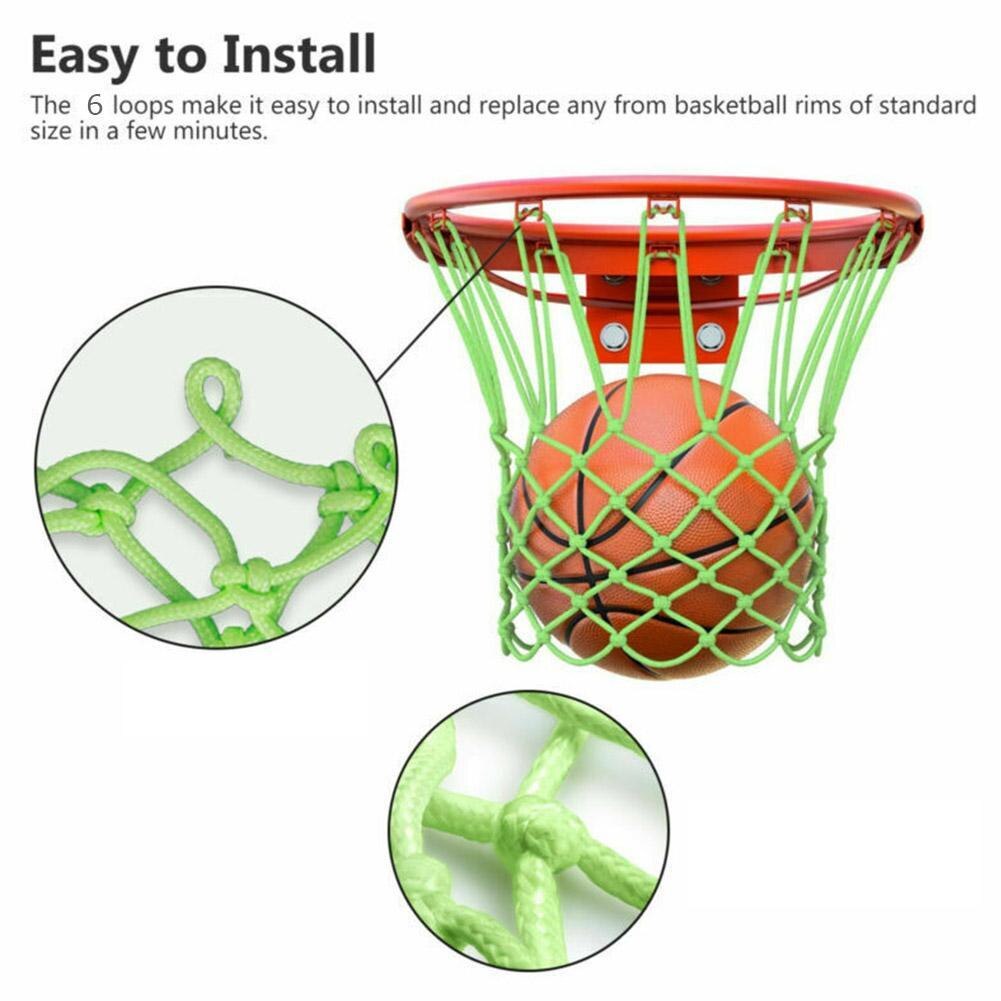 1Pc Luminous Basketbal Netto Groene Fluorescerende Basketbal Sport Fluorescerende Standaard Basketbal Netto Basketbal Net Night