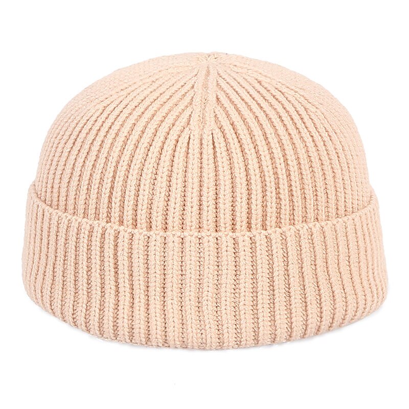 Gorro negro Unisex para hombre, sombreros tipo Beanie para mujer, gorra de Skullcap lisa de punto hip hop, sombrero de otoño para mujer: Caqui