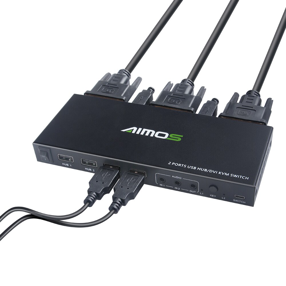 2 Ports DVI KVM Switch USB DVI KVM Switch Box for Sharing Keyboard Mouse Printer Plug Paly Video Display USB Swltch Splitter