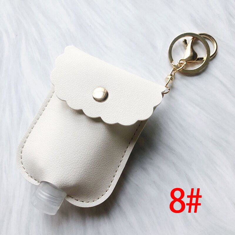 60Ml Reizen Lekvrije Leather Case Sleutelhanger Tas Hervulbare Lege Fles Voor Handdesinfecterend Bag Met Key Ringen Hanger fles: 8