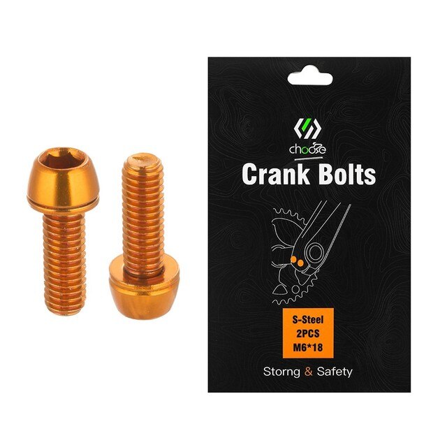 Pernos de manivela de bicicleta, tornillos de fijación de brazo de bielas de M6 x 18mm, ultraligeros de aleación de titanio para bicicleta de montaña y carretera: orange