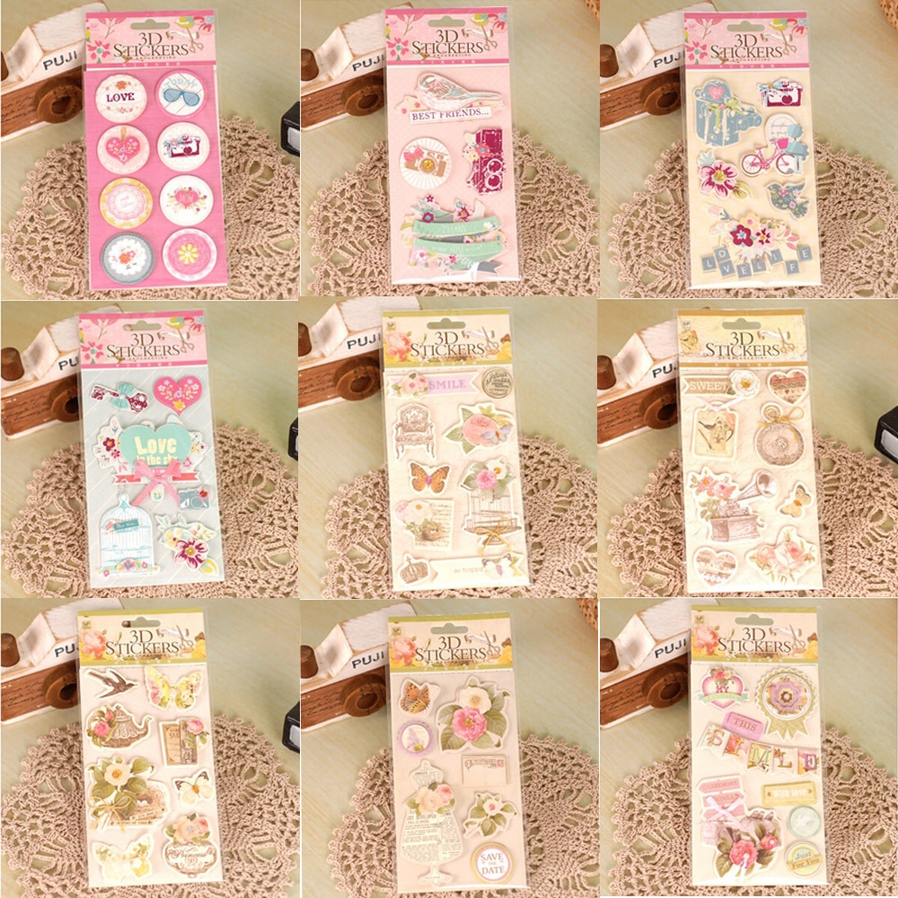 Flower Scrapbooking Stickers Handmade 3D Decorative Stickers For DIY Album,Kids Craft Stickers