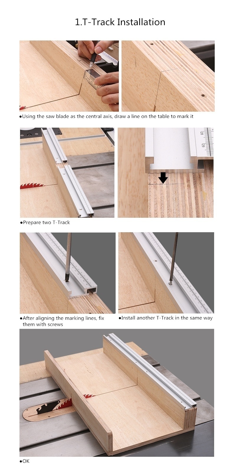 Miter Track Stop Track Limit 30cm T Track For T-Slot T-Tracks Stop Chute Limiter Locator Woodworking DIY Manual Tools TSLM1