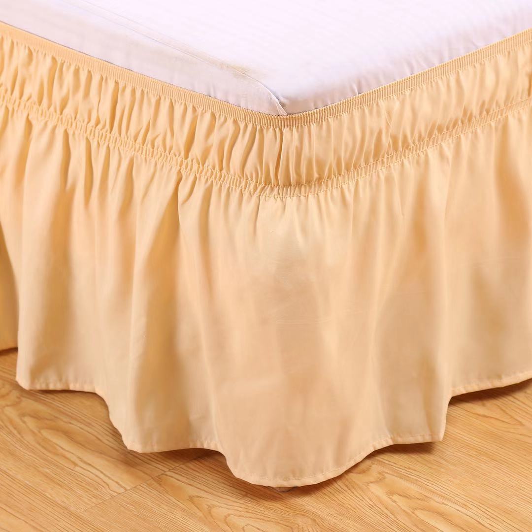 Wrap Around Ruffled Bed Skirt with Adjustable Elastic Belt Wrinkle Free Bedskirt Dust Ruffles, Bed Frame Cover Queen King Size