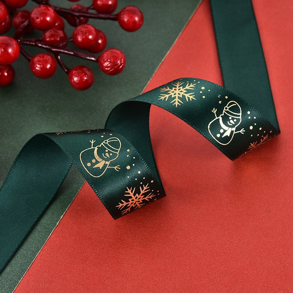 5Yards 25mm Printed Satin Ribbons Tape Bows Crafts DIY Natural Ribbon Sewing Clothing Christmas Wedding Party Decoration