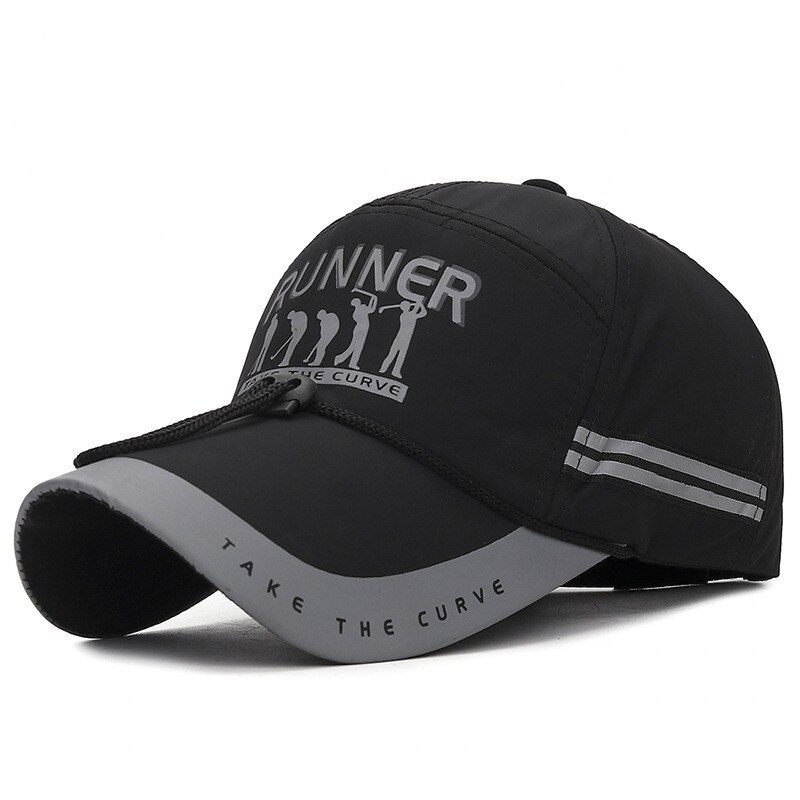 Baseball Cap Männer Frauen 100% Baumwolle Dicker Material Krempe Länger Keine reizung der Haut Plain Schwarz Sport Cool Einstellbar: Black-C02