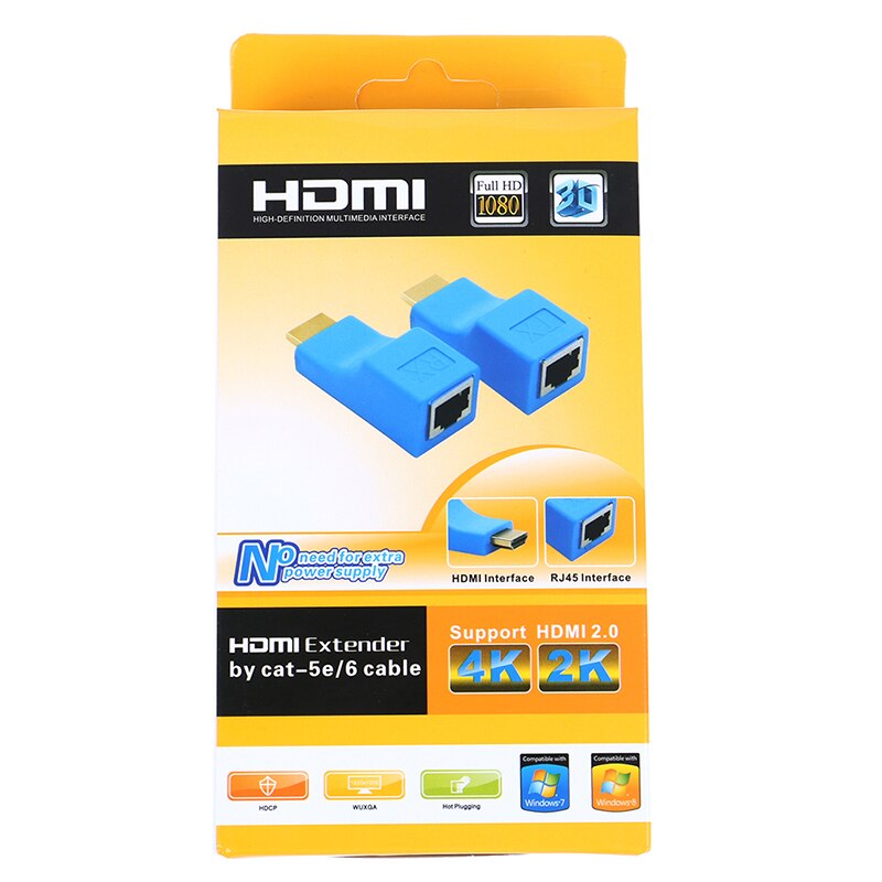 2Pcs 1080P Hdmi Extender Rj45 Over Cat 5e/6 Netwerk Lan Ethernet Versterker