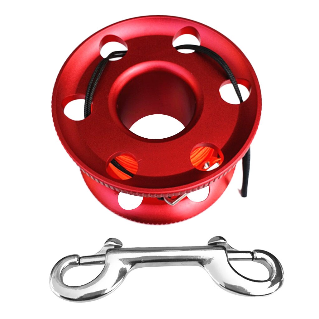 Bobine De Plongée Avec 83 M De Ligne Nylon Blanc/orange, Frein Pouce Et Mousqueton Inox