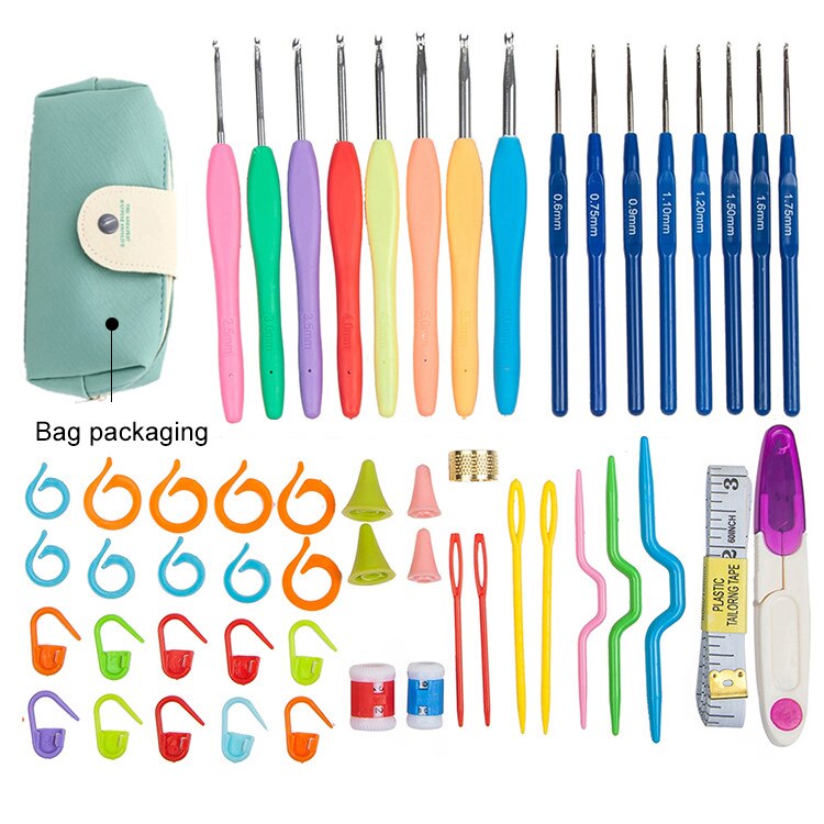 Premium Crochet Hooks Set With Case 35 Styles Knitting Needles Set DIY Needle Arts Craft Scissors Stitch Markers Sewing Tools: CK109 bag