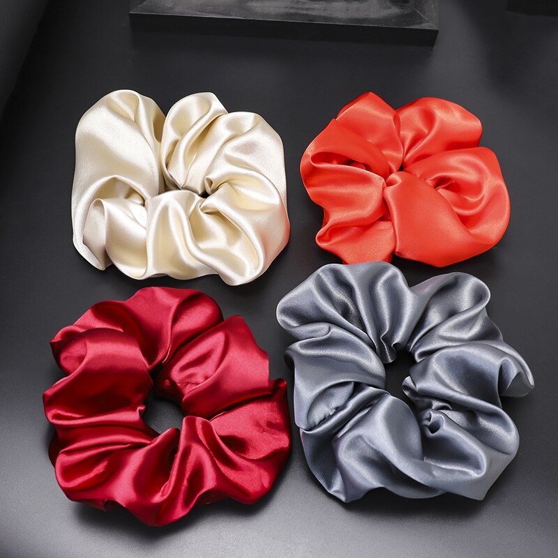 fast silke sateng hår scrunchie pakke kvinner jenter elastiske hårbånd tilbehør gumki gjøre wlosow