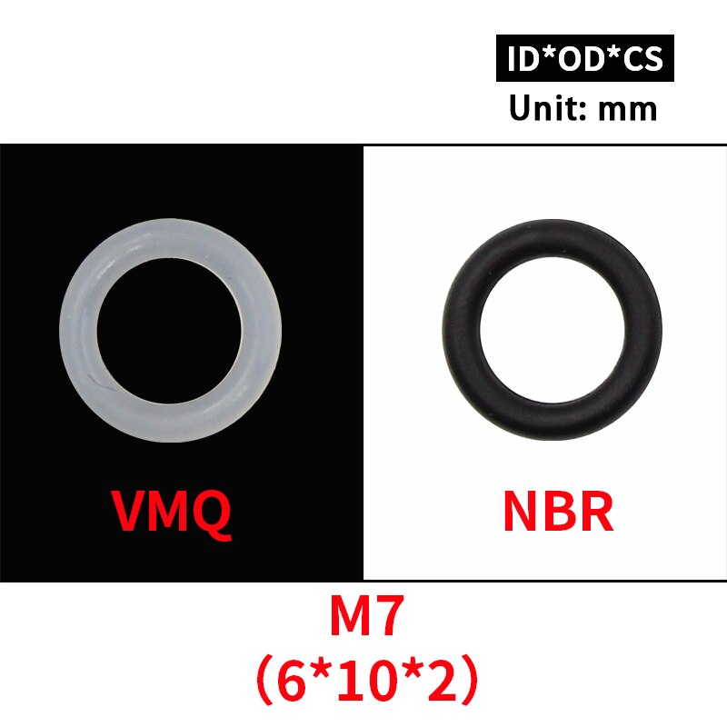 20Pcs M3 M4 M5 M6 M7 M8 M9 M10 Wit Silicon Zwarte Nbr O-Ring Seals Schroef Washer rubber Washer Pakking Ring Assortiment Pakkingen: M7 / NBR    (Balck)