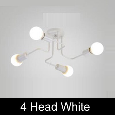 Sort guld nordisk moderne lysekrone belysning til stue soveværelse jern  e27 loft industriel vintage lysekrone lysglans: 4 hoved hvid