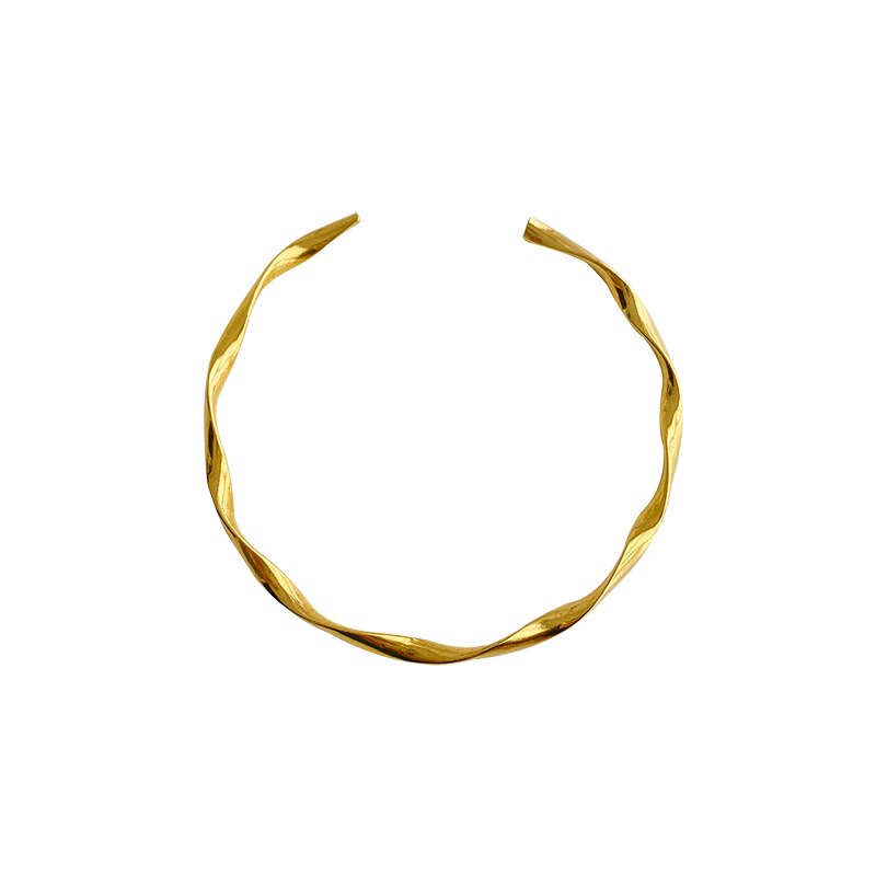 Peri'sbox Goud Kleur Wave Vorm Twisted Armbanden Dunne Geometrische Armbanden Voor Vrouwen Minimalistische Open Bangles Verstelbare Sieraden