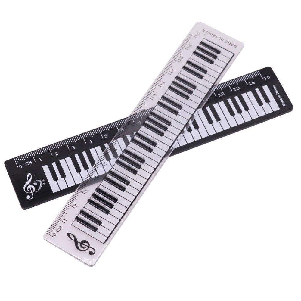 50 Stuks Zwart Of Transparant 15Cm Straight Heerser Piano Patroon Plastic Materiaal Student Briefpapier Meten Gereedschap