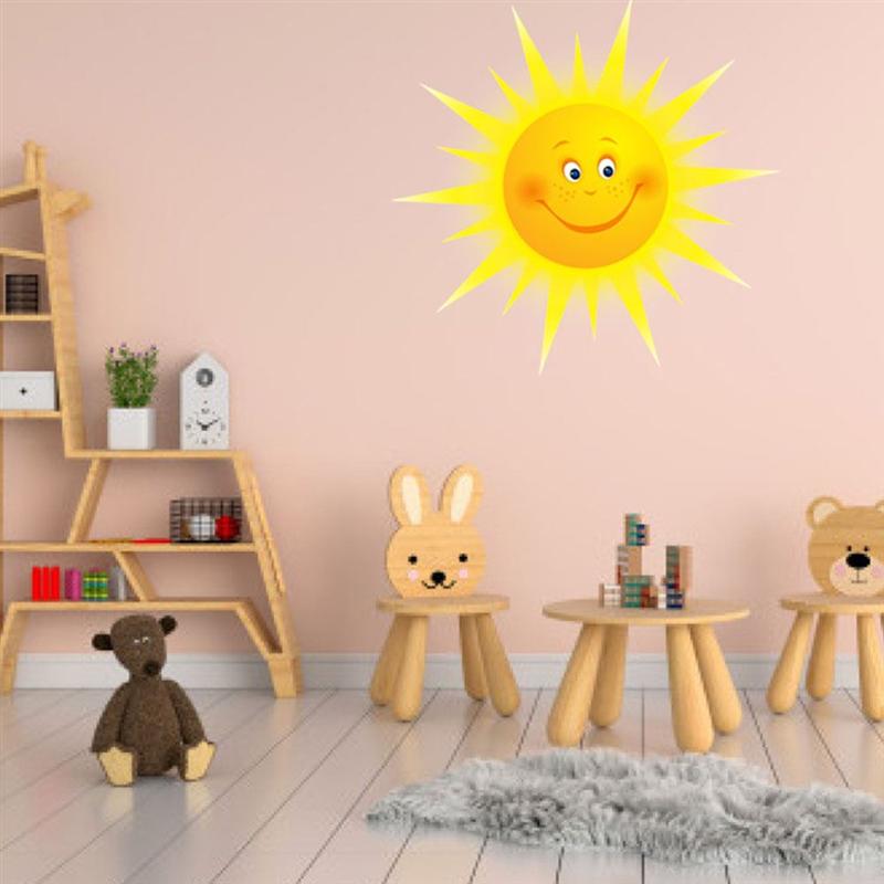 Cute Sun Wall Sticker Wallpaper Unique Wall Decal Decorative Sticker for Living Room Home Bedroom