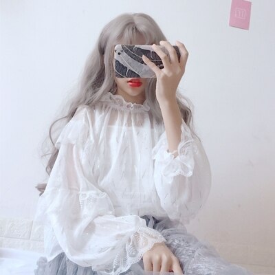 Robe de style japonais Kawaii, robe Lolita pour filles, sans manches, Kawaii: longsleeve inside