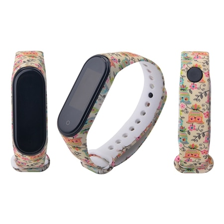 Correa de silicona para Xiaomi Mi band 3 y 4, Correa Universal de silicona con estampado de dibujos animados para pulsera inteligente Mi Band 3 y Mi band 4: owl