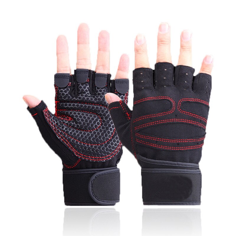 Gewichtheffen Fitness Handschoenen Voor Mannen En Vrouwen Gym Fietsen Yoga Bodybuilding Training Ademende Anti-Slip Half Vinger Handschoenen: plum / L