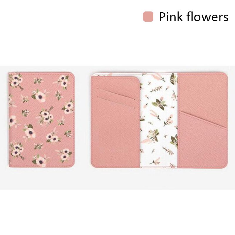BONAMIE-funda de pasaporte con estampado de flamenco, patrón de animales, porta pasaporte de viaje, bolsas para billetes de avión, funda para tarjeta de identificación: Pink Flower