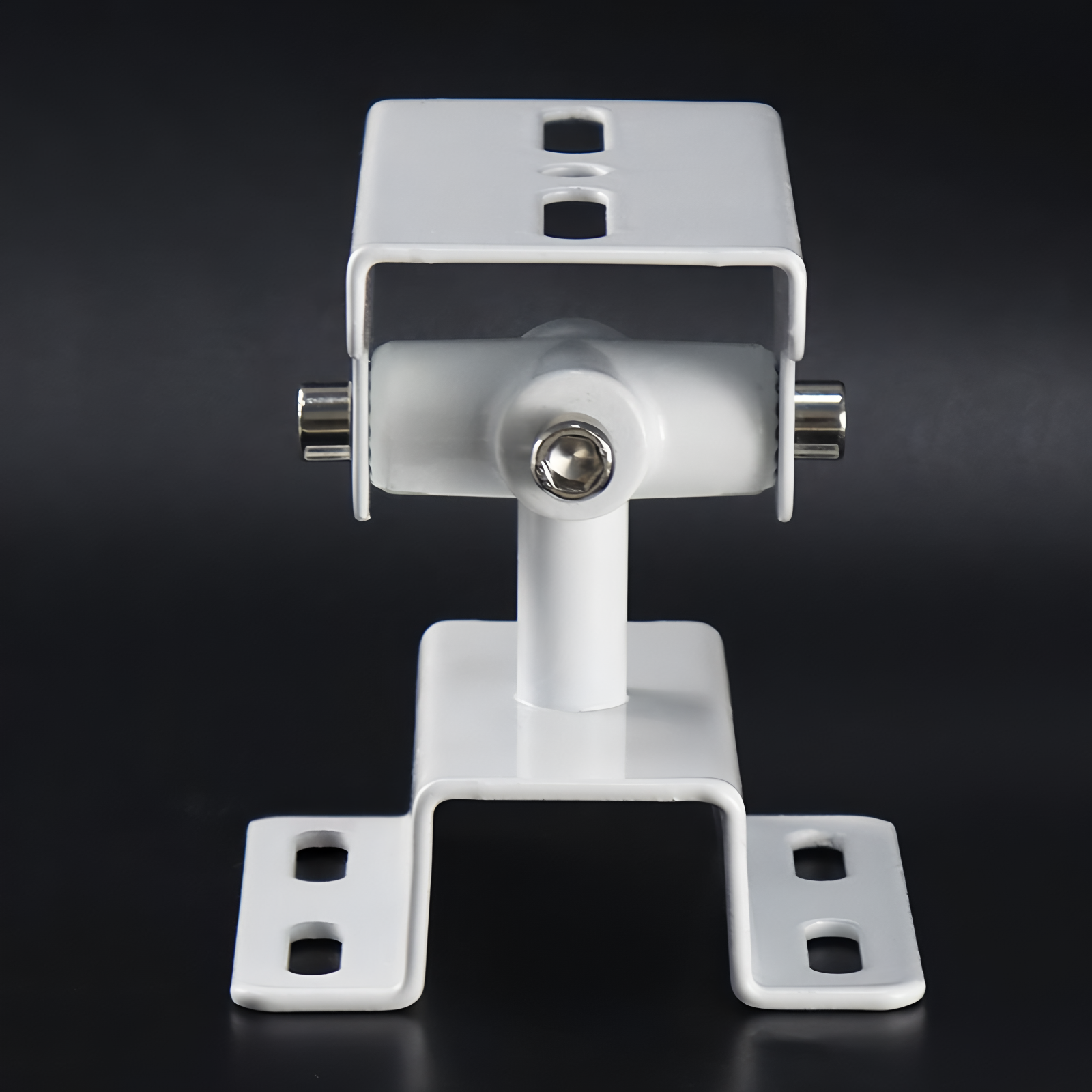 Universal CCTV Camera Mount Bracket, Wall/Ceiling/Pole Installation, Adjustable Clamp & Swivel Joint, Steel Material, White