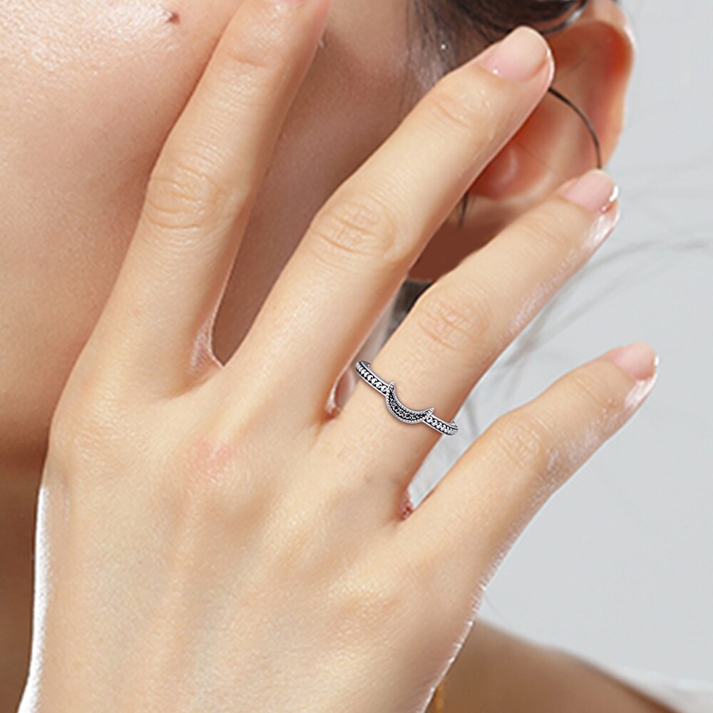 CKK anello mezzaluna luna anelli di perline per donna uomo anelli Mujer gioielli in argento Sterling 925 Aneis Hombre da sposa