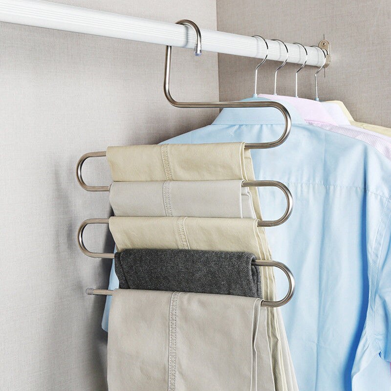 Colgador de pantalones organizador de pantalones, estantería para colgar ropa, colgador de capas para almacenamiento de ropa, ahorrador de espacio, organización de armarios, decoración del hogar