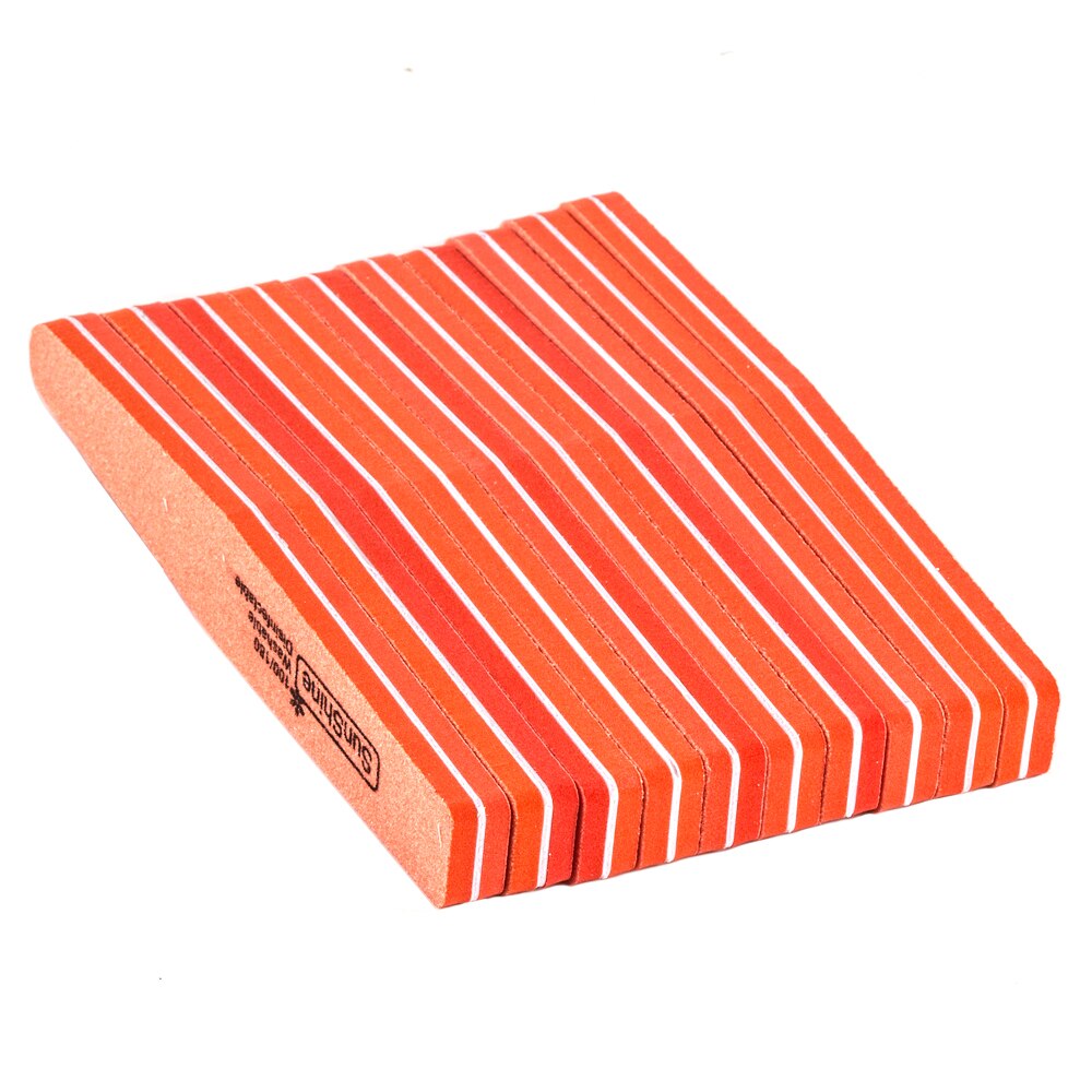 10 Stks/partij Nail File Buffer 100 /180 Grit Tweezijdige Nagelvijlen Set Wasbare Pedicure Manicure Tool Nail Gel polijsten Remover: NF1001 10pcs Orange