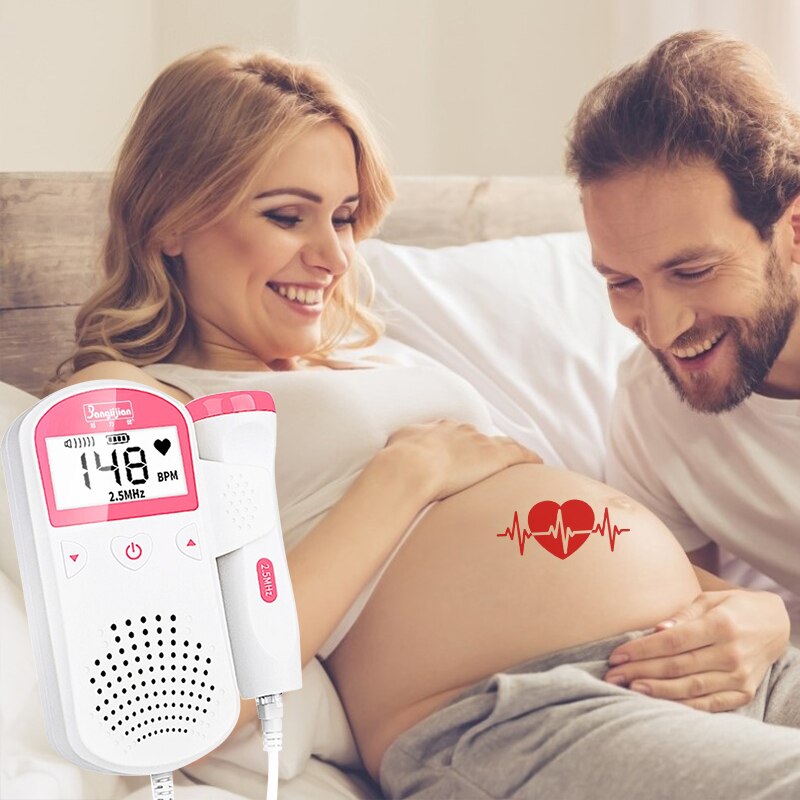 Bærbar hjemme graviditet baby hjerteslag detektor monitor til gravide kvinder 2.5m lcd display uden stråling føtal doppler